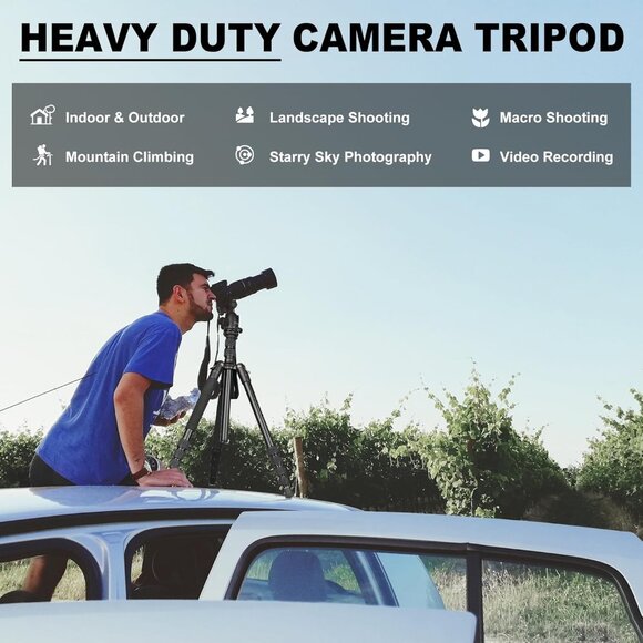 Heavy Duty Tripod for Camera and Phone, H85 Camera Monopod Tripod, DSLR Binocula - Picture 8 of 10